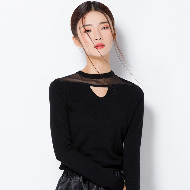 Women's Cutout High-Neck Sweater